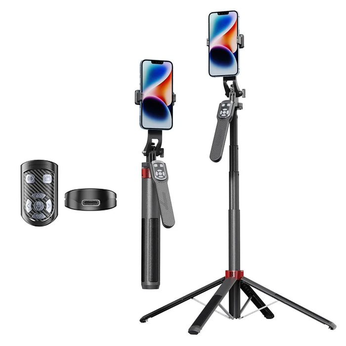 P185TK Phone Holder Live Streaming Four-Leg Floor Stand Extendable Bluetooth-compatible Selfie Stick - 1