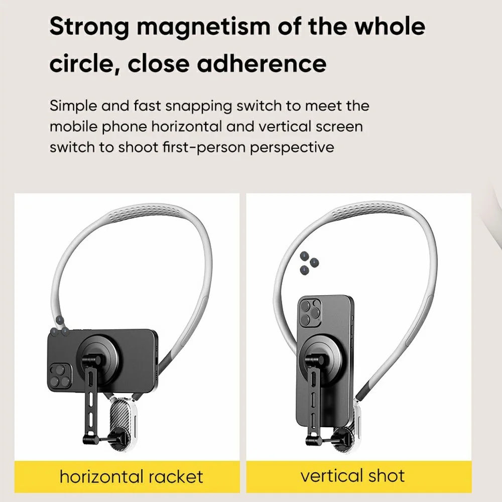 SCS-NH005 Magnetic Phone Neck Mount Neck Phone Holder POV / Vlog Selfie Mount, (Extended Version) - Grey - 3