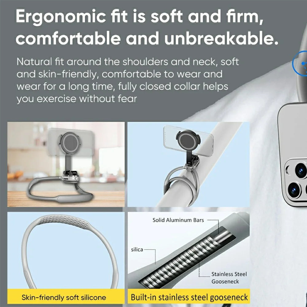 SCS-NH001 Magnetic Neck Phone Holder 360-Degree Rotation Hand Free POV Flexible Phone Neck Mount - 6