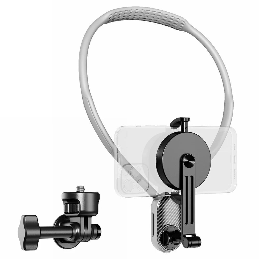 SCS-NH001 Magnetic Neck Holder with Phone Clip, 1 / 4 Adapter for Action Camera, Phone, Hands Free Neck Mount - 1