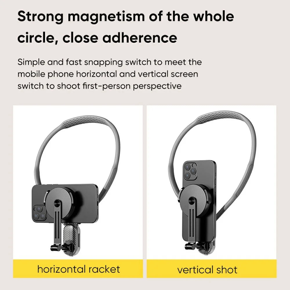 SCS-NH001 Magnetic Neck Holder with Phone Clip, 1 / 4 Adapter for Action Camera, Phone, Hands Free Neck Mount - 3