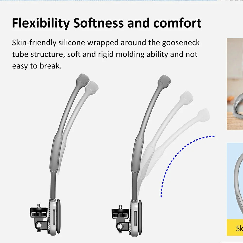 SCS-NH001 Magnetic Neck Holder with Phone Clip, 1 / 4 Adapter for Action Camera, Phone, Hands Free Neck Mount - 5