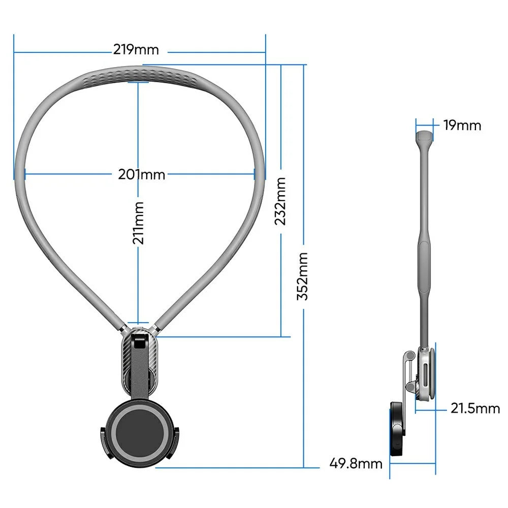 SCS-NH001 Magnetic Neck Holder with Phone Clip, 1 / 4 Adapter for Action Camera, Phone, Hands Free Neck Mount - 7