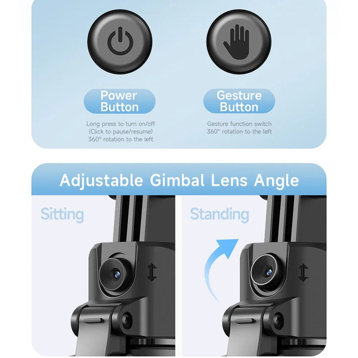 C17 Smart AI Tracking Anti-Shake Gimbal Tripod Selfie Stick Quad-Leg Stand - 2