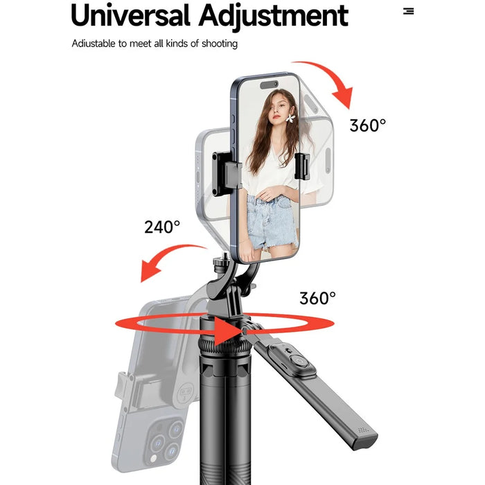 C19 1810mm 8-section Extendable Panoramic 4-Leg Tripod Stand Folding Selfie Stick for Streaming and Vlogging - 2