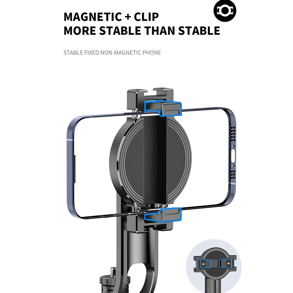 C20 Magnetic Phone Holder Folding Selfie Stick Extendable Aluminum Alloy Pole Tripod Stand - 5