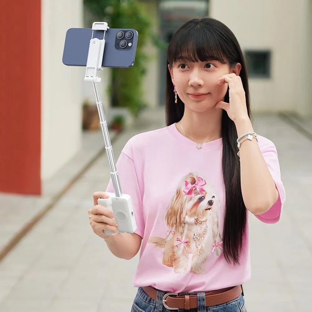 E6 360 Degree Rotating Phone Holder Anti Shake Extendable Selfie Stick with Fill Light for Live Streaming - White - 4