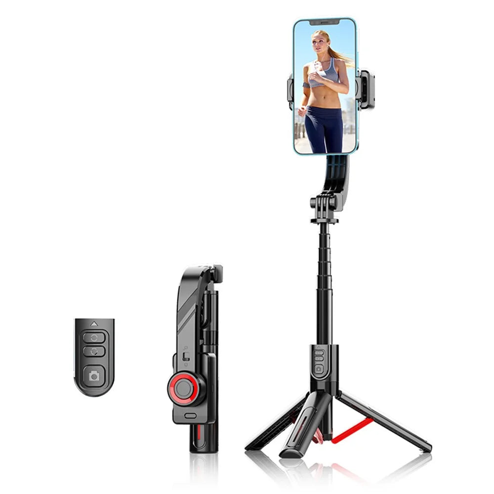 C08 Universal Smartphone Anti Shake Stabilizer Selfie Stick Telescopic Tripod Stand ( Advanced Version ) - Black+Red - 1