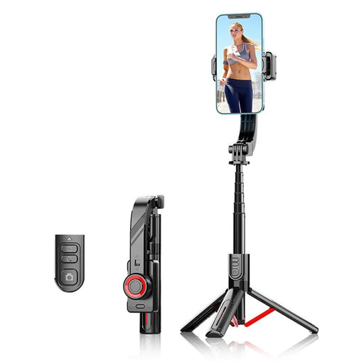 C08 Universal Smartphone Anti Shake Stabilizer Selfie Stick Telescopic Tripod Stand ( Advanced Version ) - Black+Red - 1