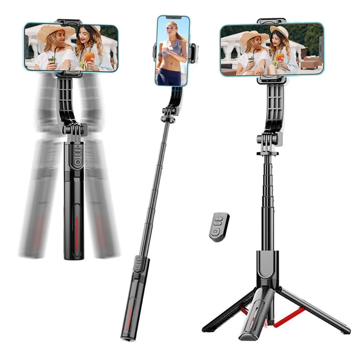 C08 Universal Smartphone Anti Shake Stabilizer Selfie Stick Telescopic Tripod Stand ( Advanced Version ) - Black+Red - 2