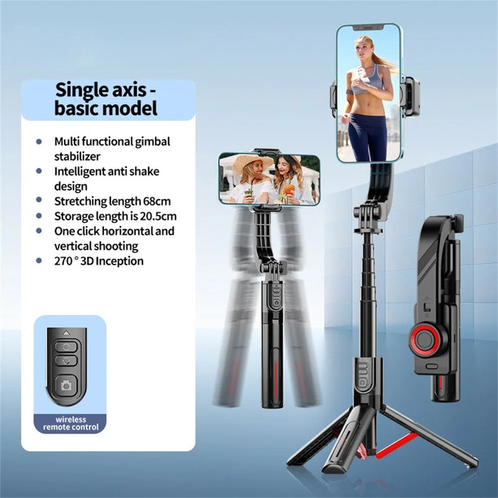 C08 Universal Smartphone Anti Shake Stabilizer Selfie Stick Telescopic Tripod Stand ( Advanced Version ) - Black+Red - 3