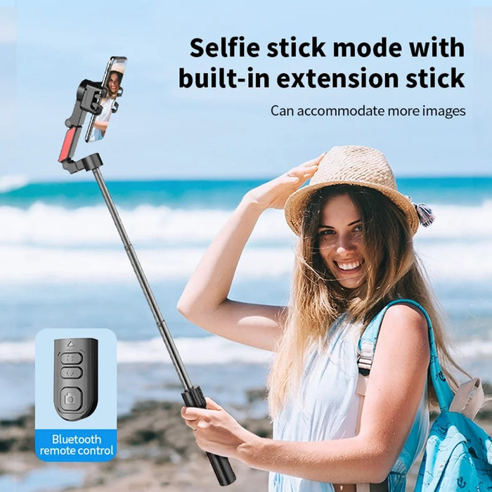 C10 Handheld Phone Stabilizer Gimbal AI Face Tracking Vlog Live Streaming Selfie Stick with 2 Fill Lights - Black+Red - 5