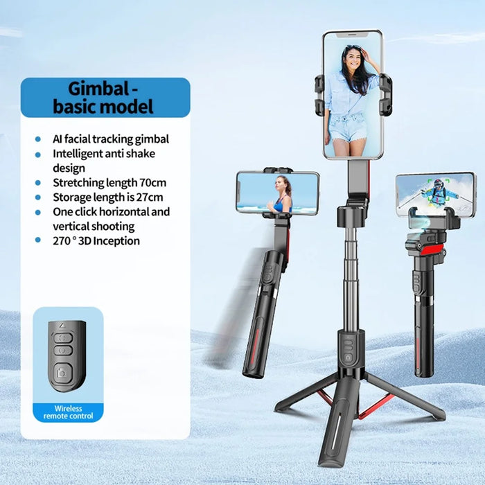C10 Handheld Stabilizer Gimbal Smartphones AI Face Tracking Vlog Live Streaming Selfie Stick - Black+Red - 2