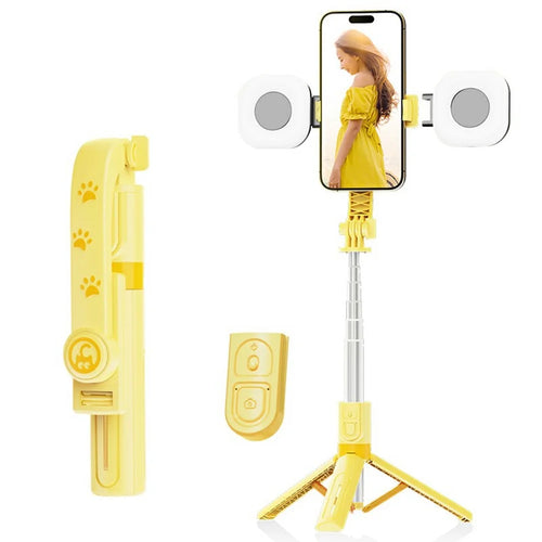 KT02 A10 Cartoon Tripod Selfie Stick Extendable Phone Tripod Stand Shooting Kit with Dual Lights - 1