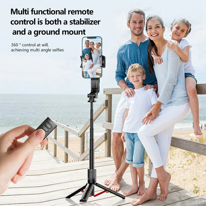 C09 Multifunction Selfie Stick Gimbal Stabilizer for Smartphones Tripod Stand with Magnetic Fill Light - Red  /  Black - 6