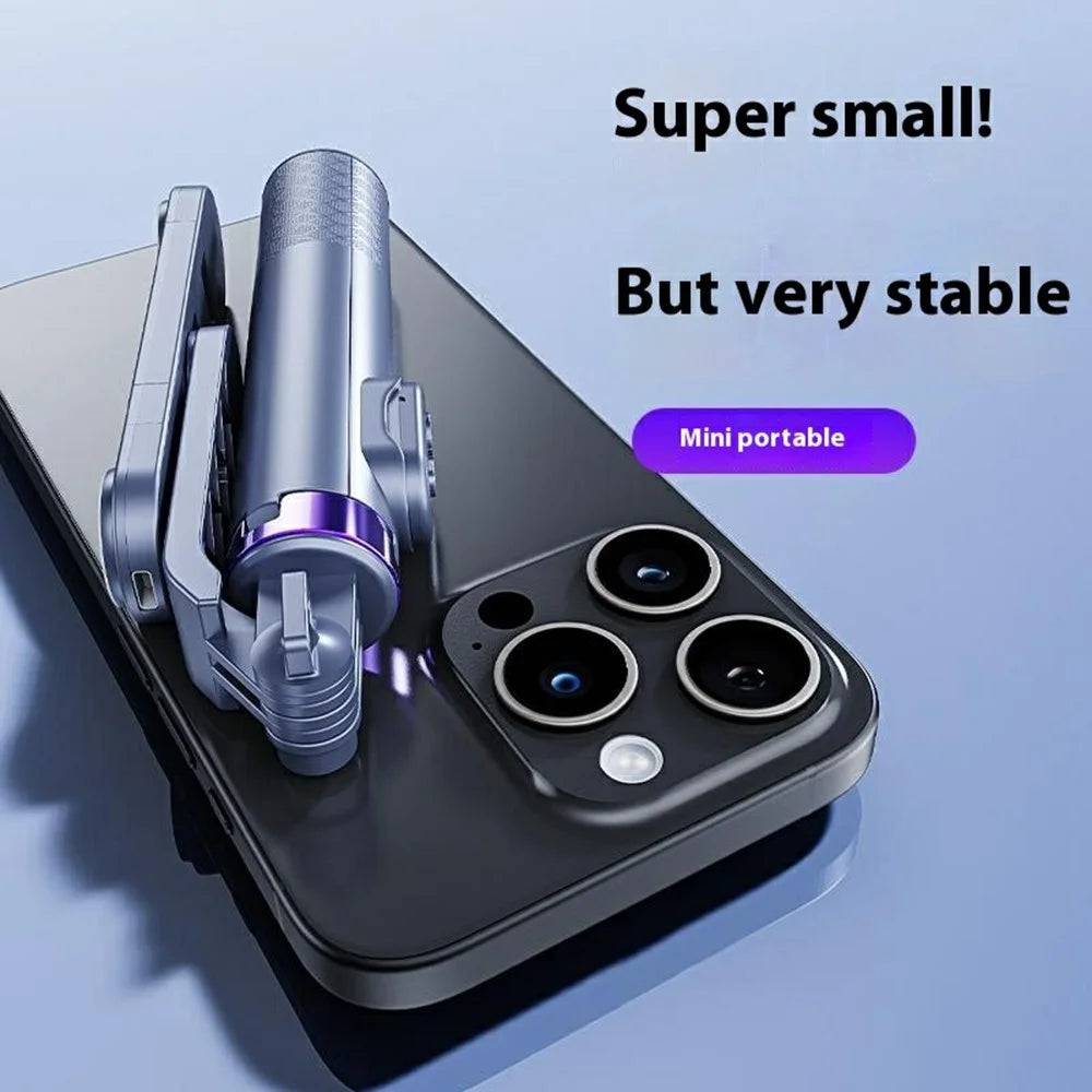 A07 Mini Bluetooth-compatible Selfie Stick with Dual Fill Lights Cell Phone Metal Tripod Stand - Black - 2