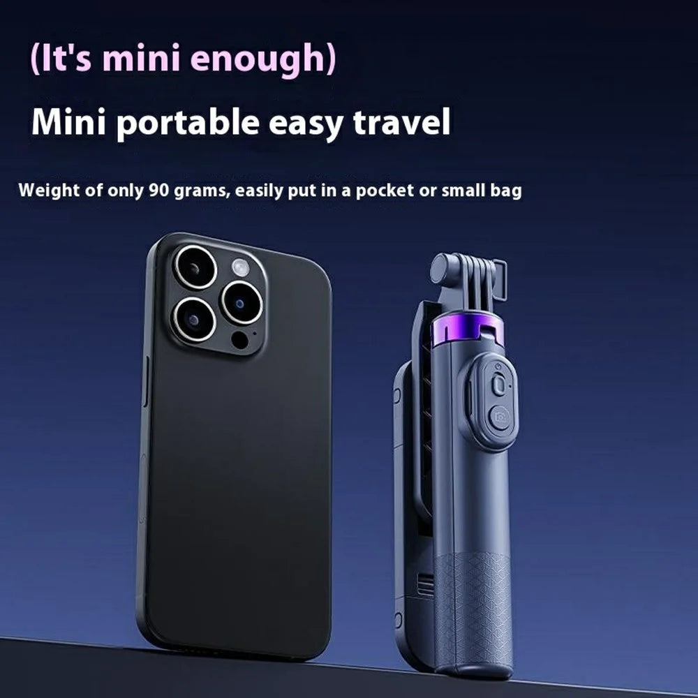 A07 Mini Bluetooth-compatible Selfie Stick with Dual Fill Lights Cell Phone Metal Tripod Stand - Black - 4