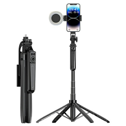 A17 1.8m Aluminum Alloy Selfie Stick Remote Control Tripod Stand  with Single Light One-Button Pop-Up - 1