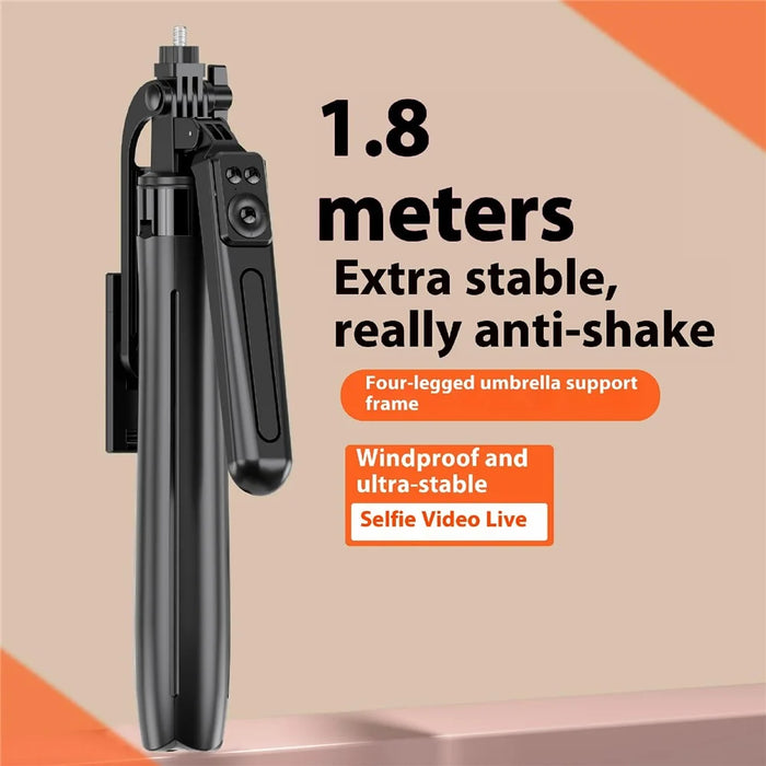 A17 1.8m Aluminum Alloy Selfie Stick Remote Control Tripod Stand  with Single Light One-Button Pop-Up - 2