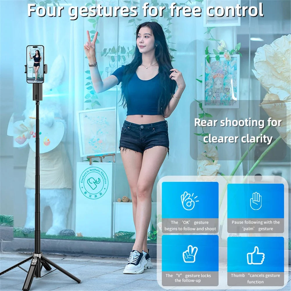 CL18 1.5m AI Tracking Selfie Stick Face Follow Smart Four-Legged Floor Stand for Video Recording Live Streaming - 4