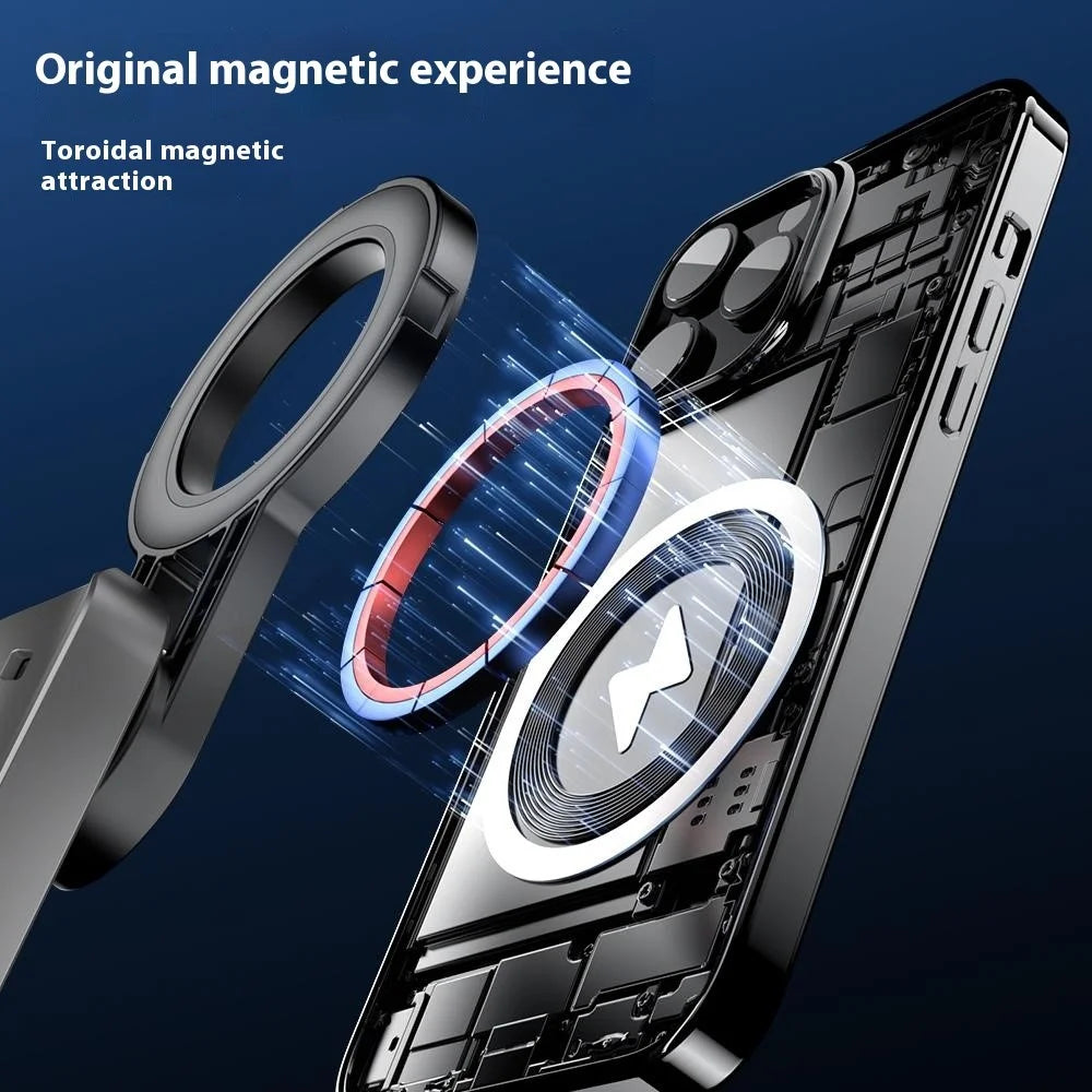 P15-C 2 In 1 Magnetic Phone Holder Telescopic Selfie Stick Portable Tripod Stand with G Style RGB Pocket Light - Black - 6