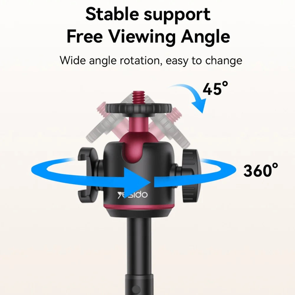 YESIDO SF26 5 Sections Extendable Ball Head Gimbal Folding Tripod Stand with Cold Shoe Mount - 6