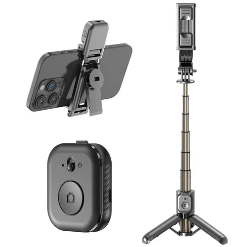 Q20 Aluminum Alloy Mini Bluetooth-Compatible Selfie Stick Tripod Stand with Wireless Remote - 1