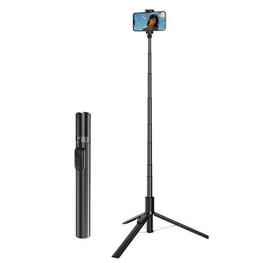 XIAOMIYOUPIN FUNSNAP X96 1.8m Extendable Selfie Stick Tripod with 360 Degree Rotating Phone Clip - Black - 1