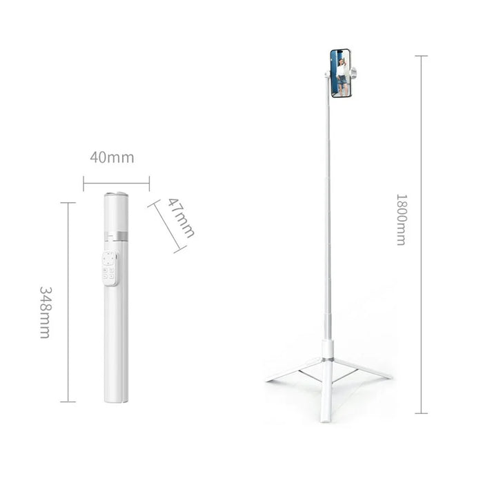 XIAOMIYOUPIN FUNSNAP X96 1.8m Extendable Selfie Stick Tripod with 360 Degree Rotating Phone Clip - Black - 7