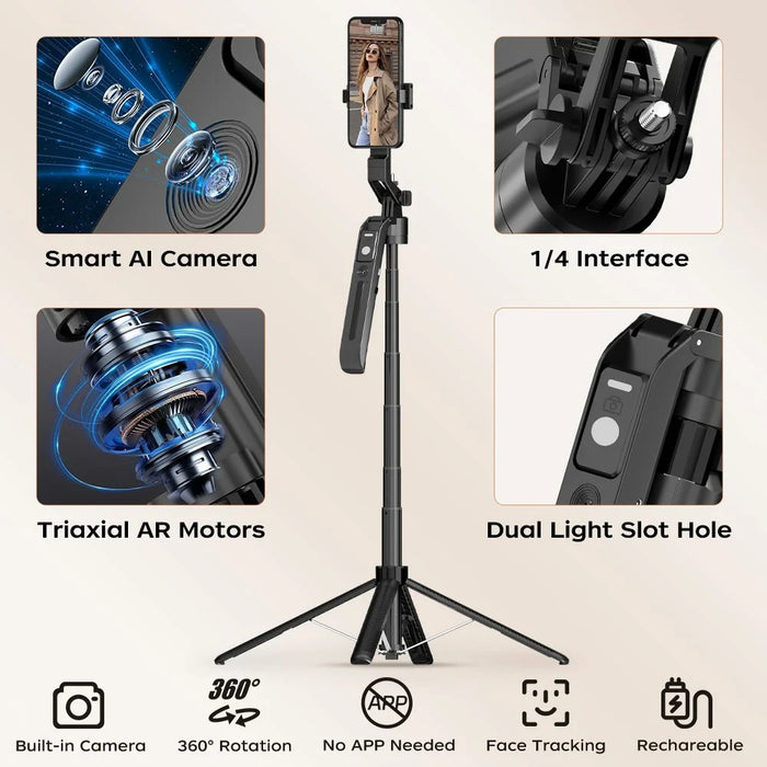 XIAOMIYOUPIN FUNSNAP A6 1.8m Extendable Selfie Stick for Smartphone Smart AI Tracking Tripod with Remote (No Light) - 3