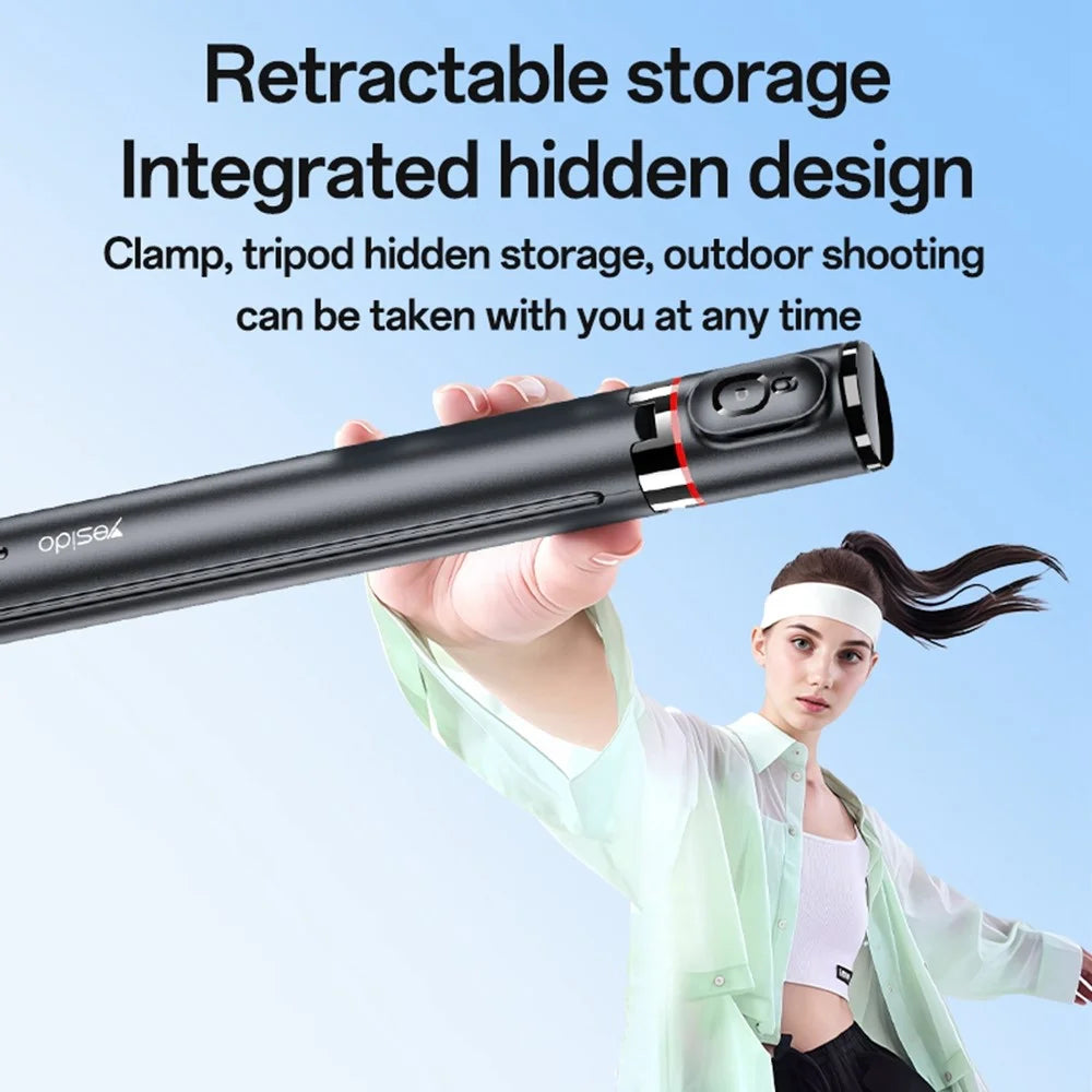 YESIDO SF30 Pop Up Tripod 1.7m Extendable Bluetooth-Compatible Selfie Stick with Remote Control - 4