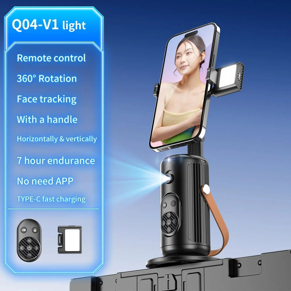 Q04 V1 AI Face Tracking Live Streaming Phone Gimbal Stabilizer with Remote Control + 1 Fill Light - 4
