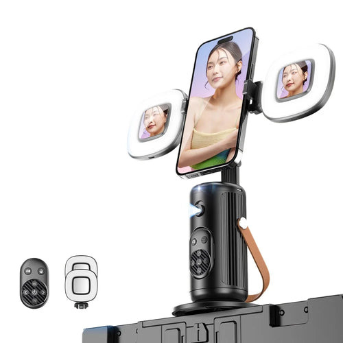 Q04 F2 AI Smart Face Tracking Live Streaming Phone Gimbal Stabilizer with Remote Control + 2 Fill Lights - 1