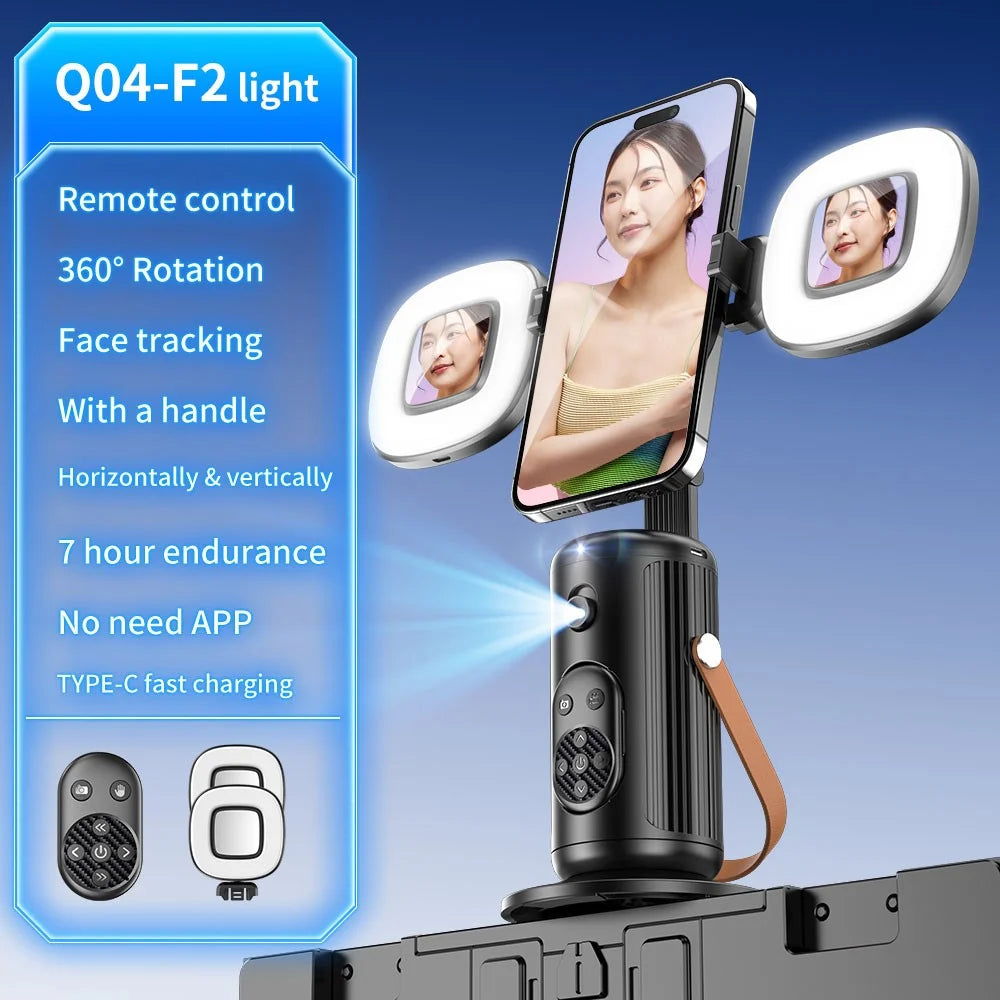 Q04 F2 AI Smart Face Tracking Live Streaming Phone Gimbal Stabilizer with Remote Control + 2 Fill Lights - 4