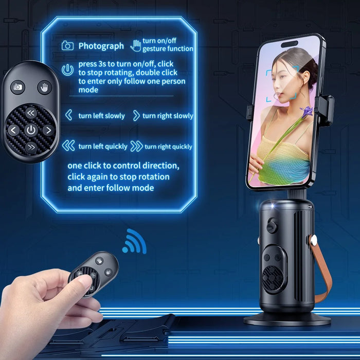 Q04 AI Smart Face Tracking Live Streaming Phone Gimbal Stabilizer with Remote Control + 10 Inch Ring Fill Light - 6