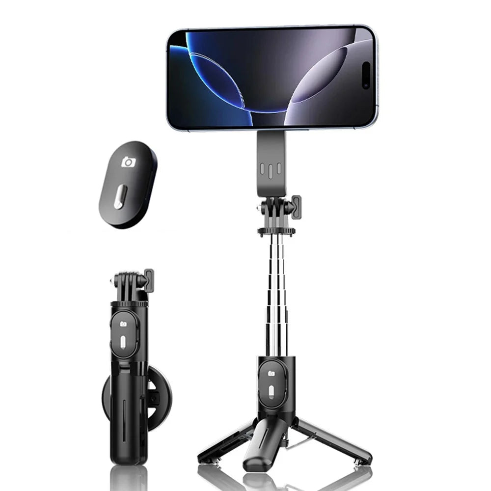 P08Y Pro Portable Travel Selfie Stick Tripod Mini Phone Stand with Remote Control - Black - 1