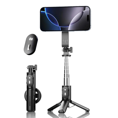 P08Y Pro Portable Travel Selfie Stick Tripod Mini Phone Stand with Remote Control - Black - 1