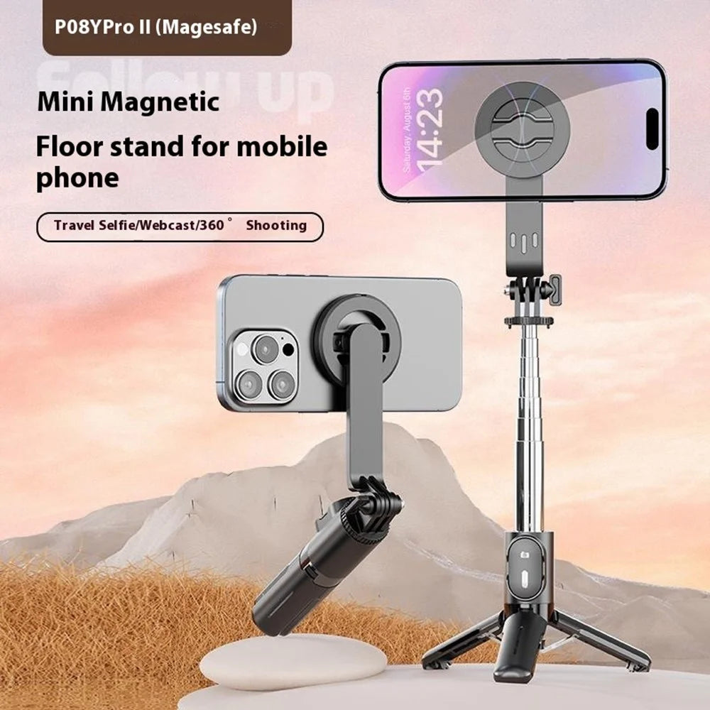P08Y Pro F2 Portable Travel Selfie Stick Tripod Mini Phone Stand with Remote Control + 2 Fill Lights - Black - 3