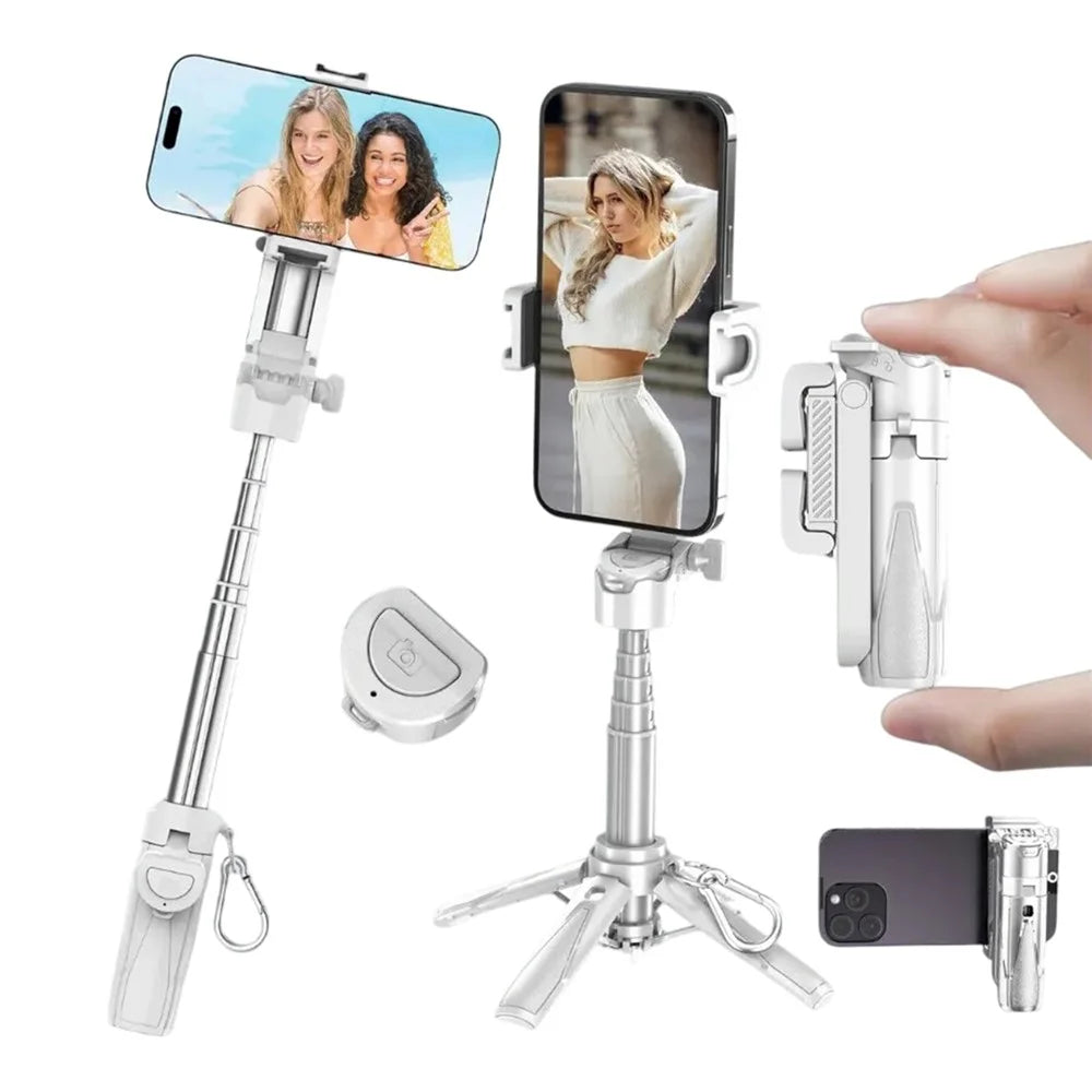 JMARY MT-18 Mini Phone Selfie Stick Tripod Extendable Phone Stand with Wireless Control for Live Streaming - White - 1