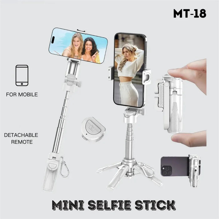 JMARY MT-18 Mini Phone Selfie Stick Tripod Extendable Phone Stand with Wireless Control for Live Streaming - White - 2