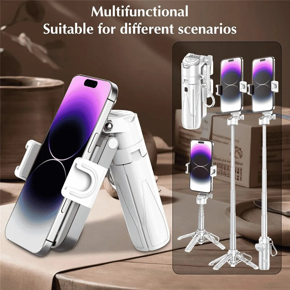 JMARY MT-18 Mini Phone Selfie Stick Tripod Extendable Phone Stand with Wireless Control for Live Streaming - White - 4
