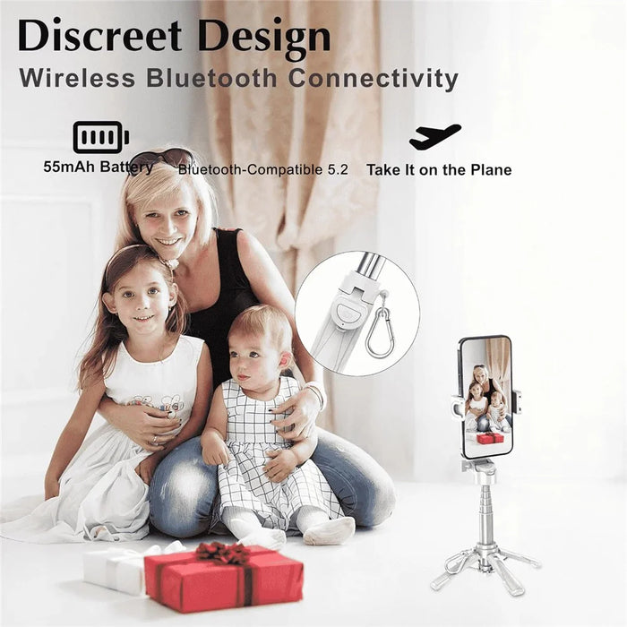 JMARY MT-18 Mini Phone Selfie Stick Tripod Extendable Phone Stand with Wireless Control for Live Streaming - White - 5