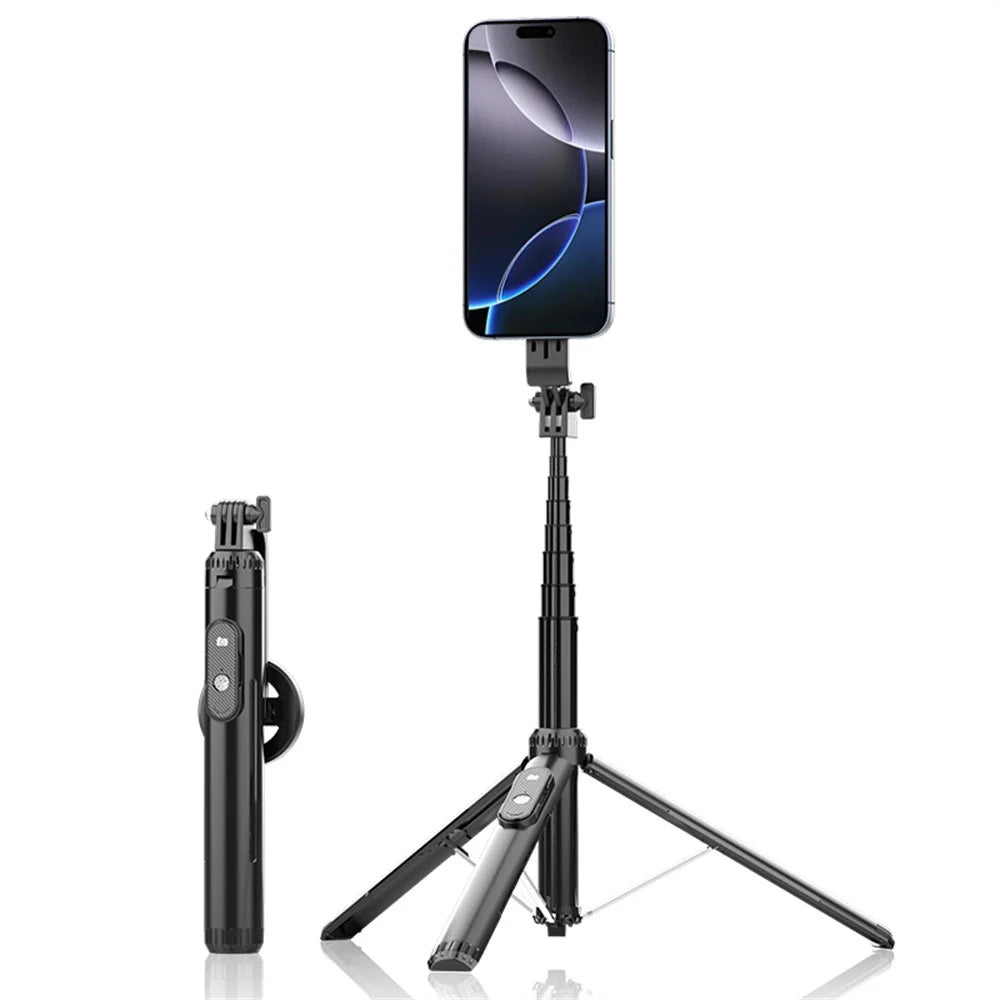 P160 Selfie Sticks with Magnetic Phone Clip Compatible with MagSafe Phone Mount Tripod Stand - Black - 1