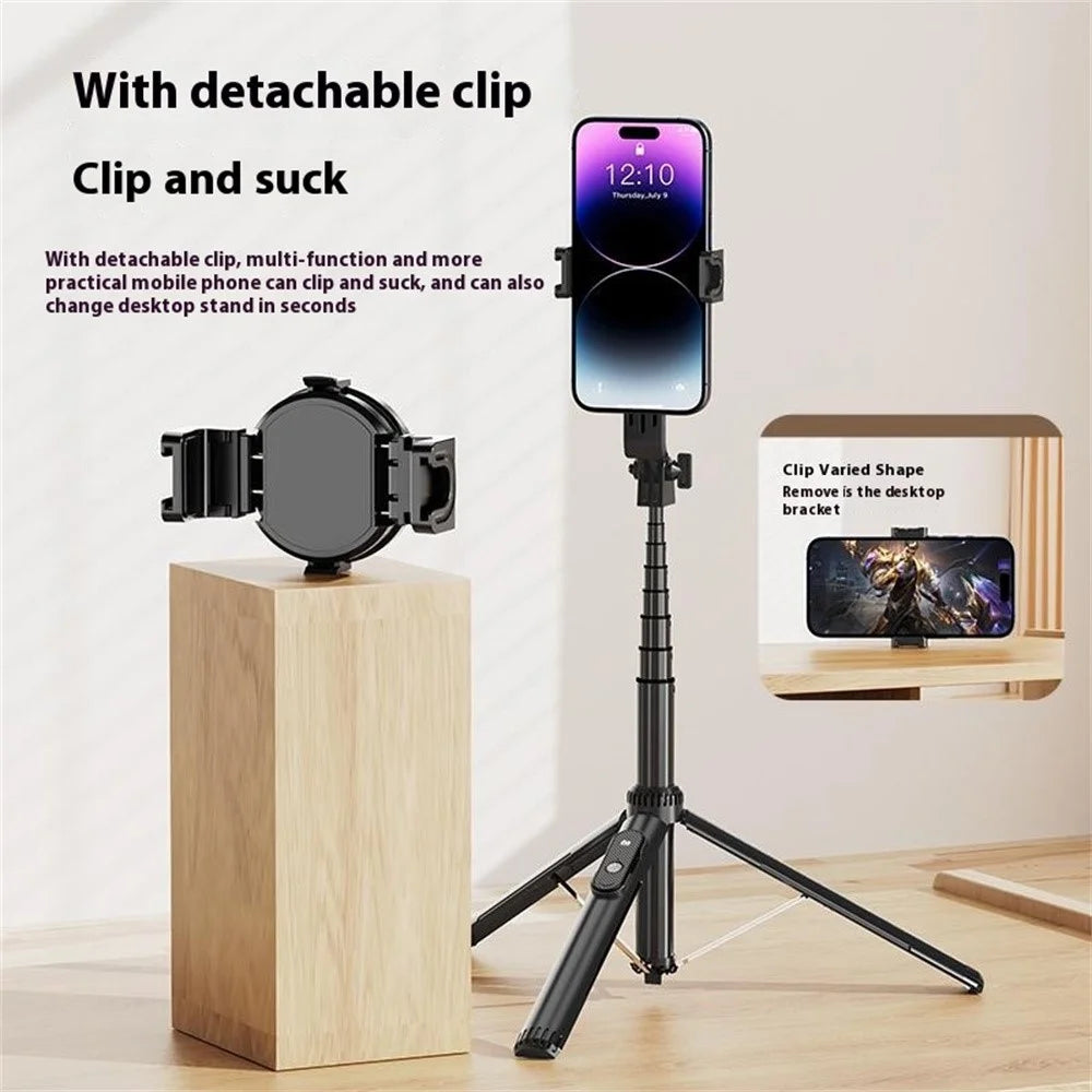 P160 Selfie Sticks with Magnetic Phone Clip Compatible with MagSafe Phone Mount Tripod Stand - Black - 4