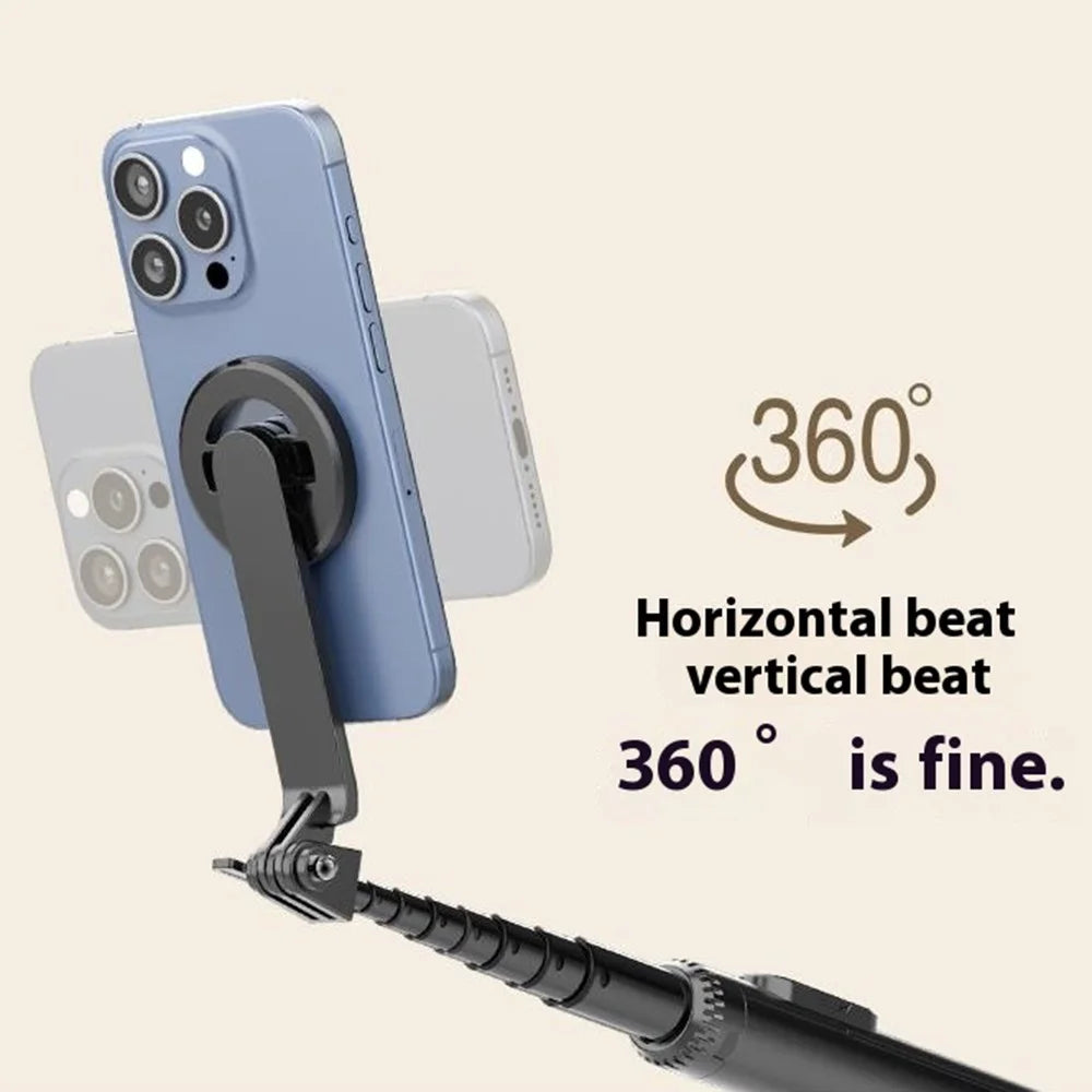 P160 Selfie Sticks with Magnetic Phone Clip Compatible with MagSafe Phone Mount Tripod Stand - Black - 7