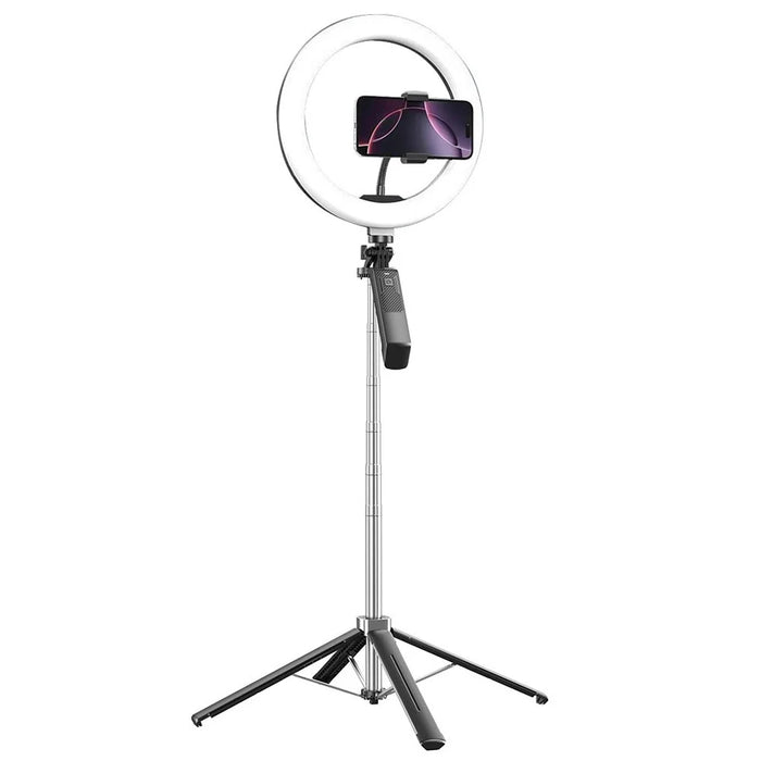 P18 Portable Photography Live Streaming Selfie Stick Anti-Shake Gimbal 4-Leg Bracket with 10 Inch Ring Light - Black - 1