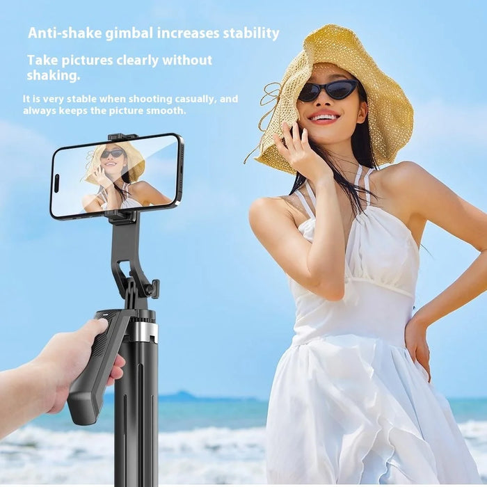 P18 Portable Photography Live Streaming Selfie Stick Anti-Shake Gimbal 4-Leg Bracket with 10 Inch Ring Light - Black - 6