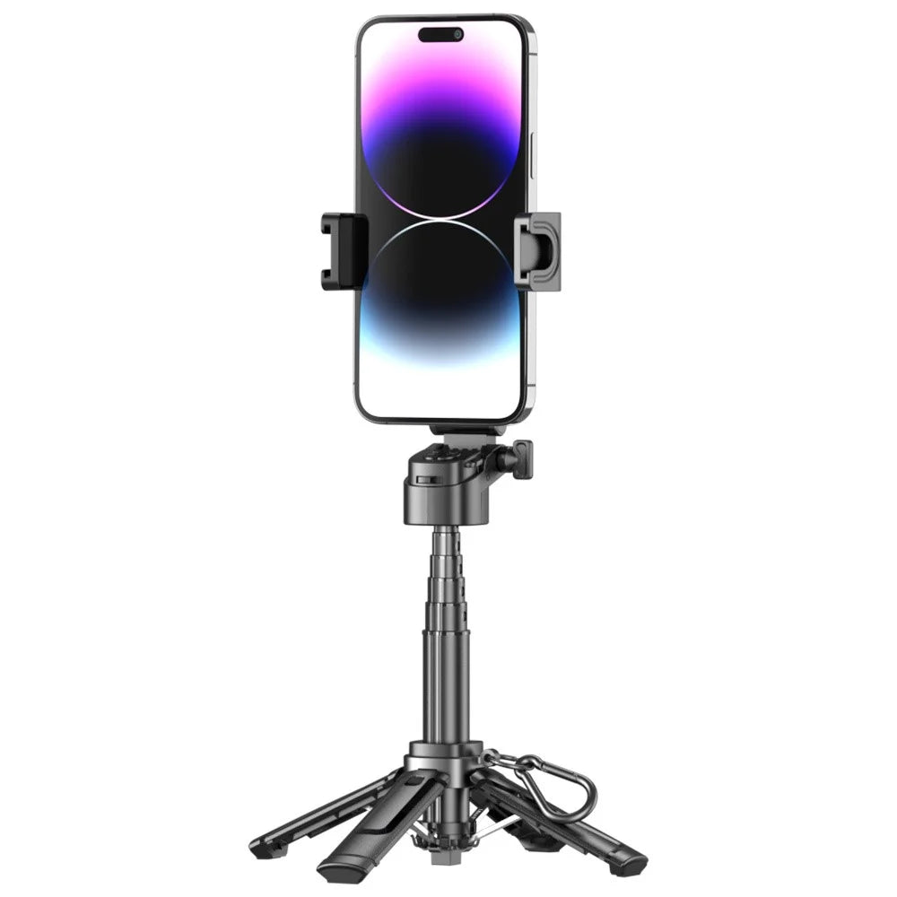 P25T Portable Selfie Stick Adjustable Zoom Bluetooth-Compatible Remote Control Extendable Bracket - Black - 1