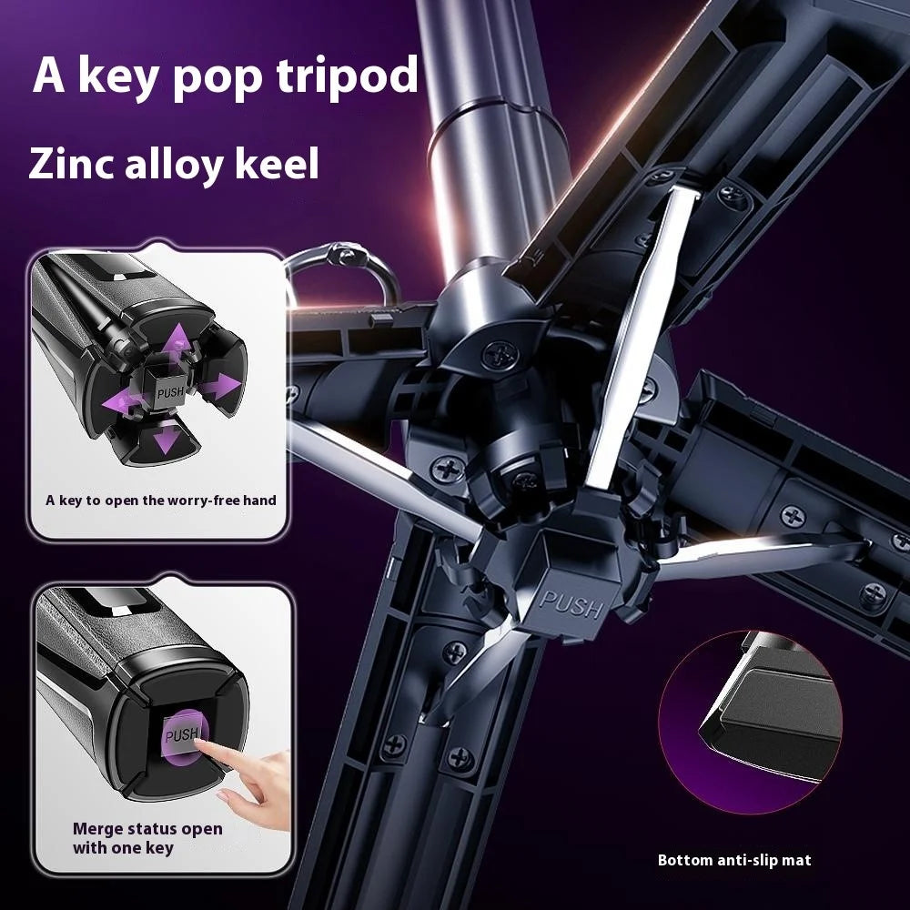 P25T Portable Selfie Stick Adjustable Zoom Bluetooth-Compatible Remote Control Extendable Bracket - Black - 7
