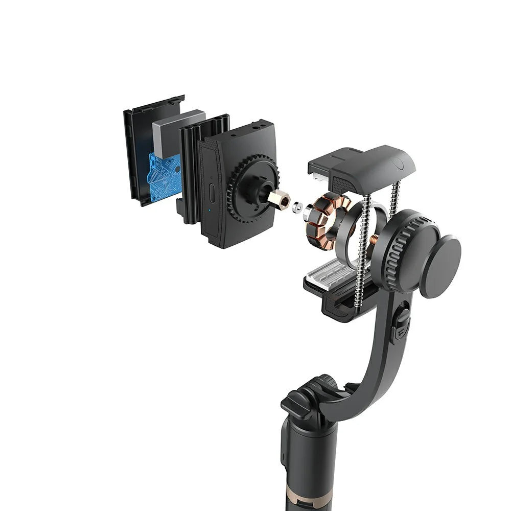 Q08 450mAh Anti-Shake 360-Degree Gimbal Tripod Bluetooth-compatible Selfie Stick Aluminum Alloy Pole - Black - 2
